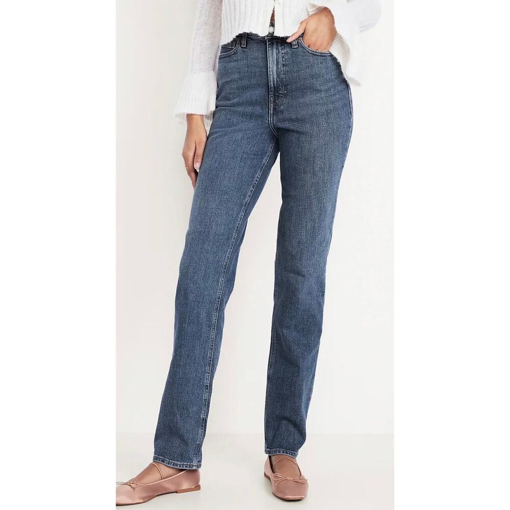 Old navy Extra High-Rise Straight Med Clean Harper jeans, size 12, NWT
